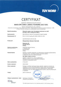 Certyfikat zgodności zakładowej kontroli produkcji