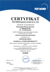 Prace spawalnicze - nośne konstrukcje stalowe